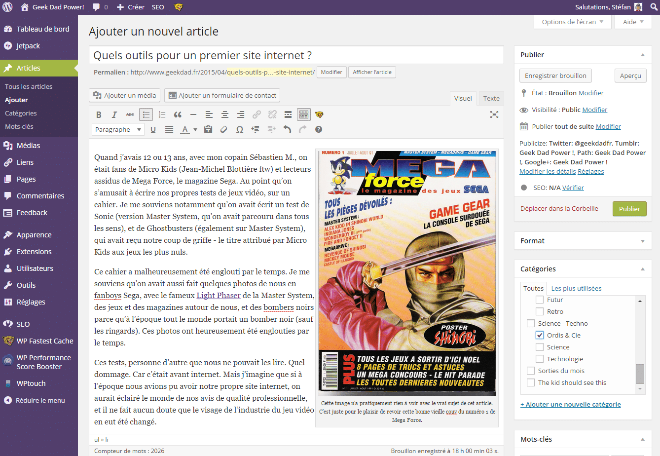 Interface WordPress – Guide du Parent Galactique